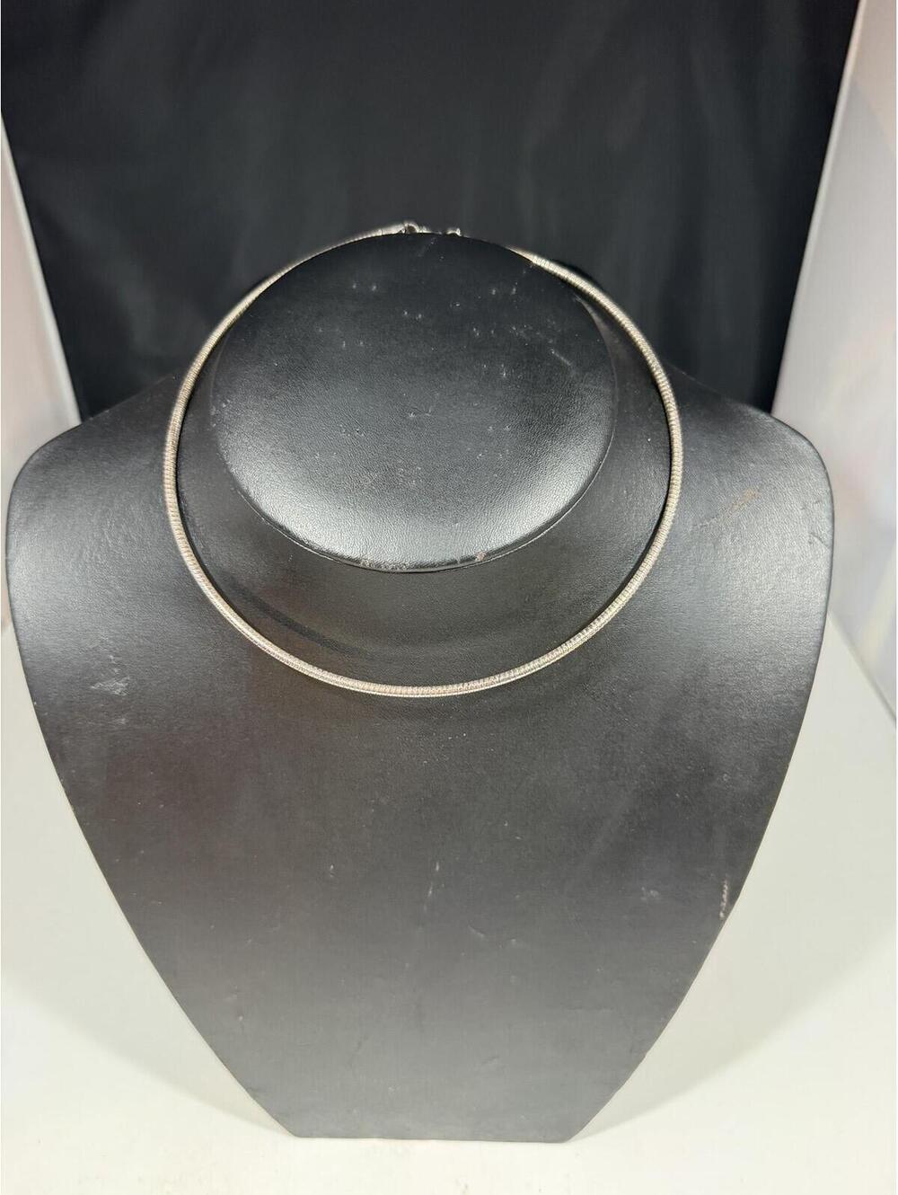 Sleek Silver Tone Omega Collar Choker Necklace with Extender Chain